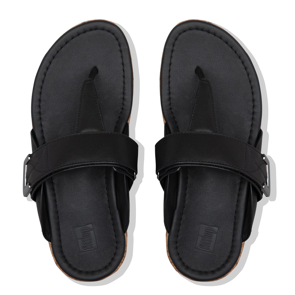 Fitflop Womens Sandals - Remi Adjustable Leather - Black - 049-UVPYZL